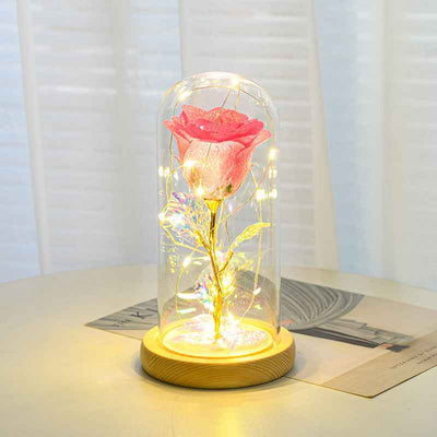 Valentines Day Gift  For Girlfriend Eternal Rose Flowers LED Light In Glass Cover Day Wedding Decoration Favors Mother Day Female Gift  Gift